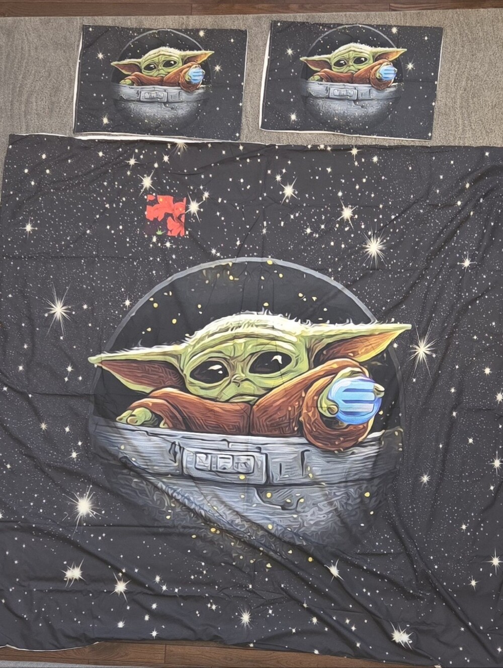 Baby Yoda Starry Navy Bedding Set - Home Bedding